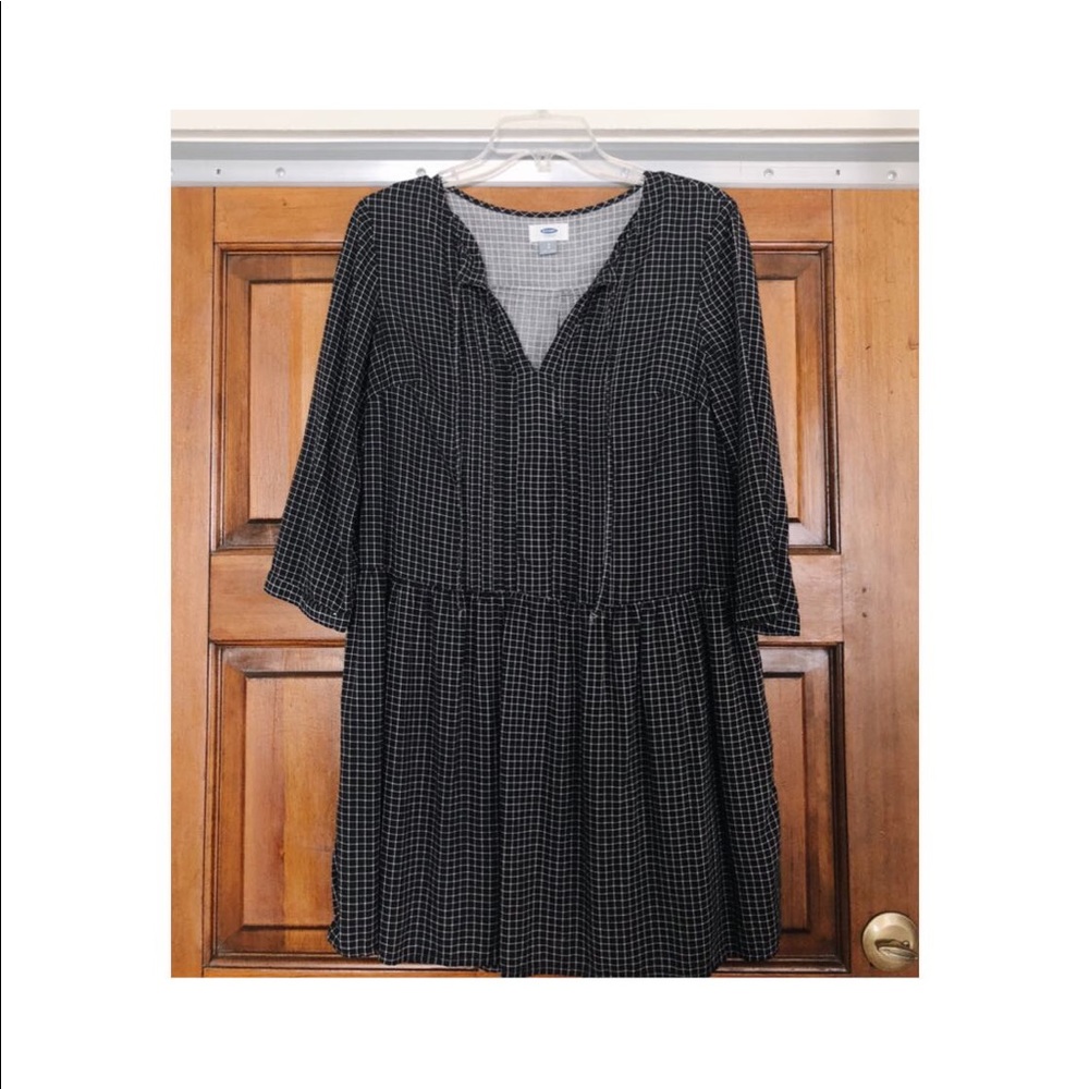 Checked Drop Waist Tip Up Dress